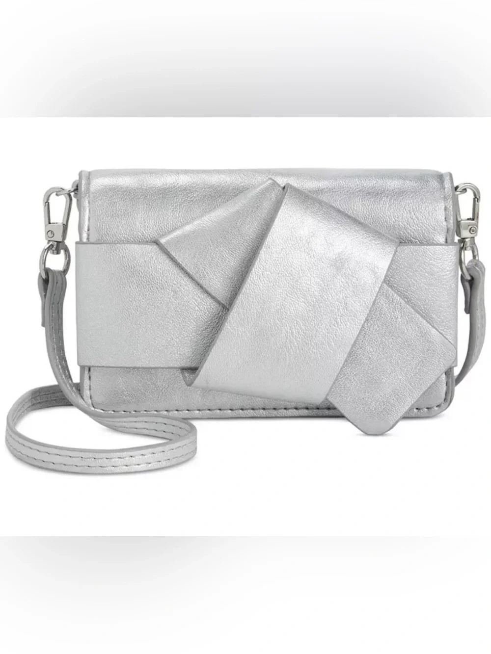On 34th Rosemari silver Vegan Leather Crossbody Wallet On A String NIB